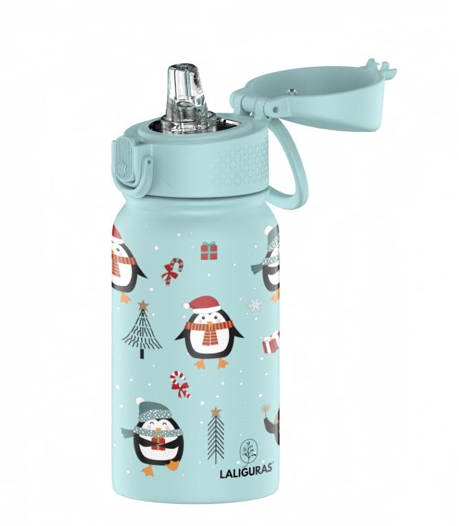 Kids Stainless Steel Water Bottle,12 oz Insulated Thermos with Straw Lid, Lea...