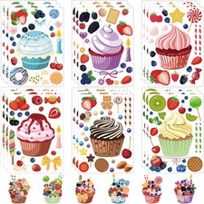 30 Sheets Tea Party Stickers Game for Kids Cute Make Your Own Cupcake Color