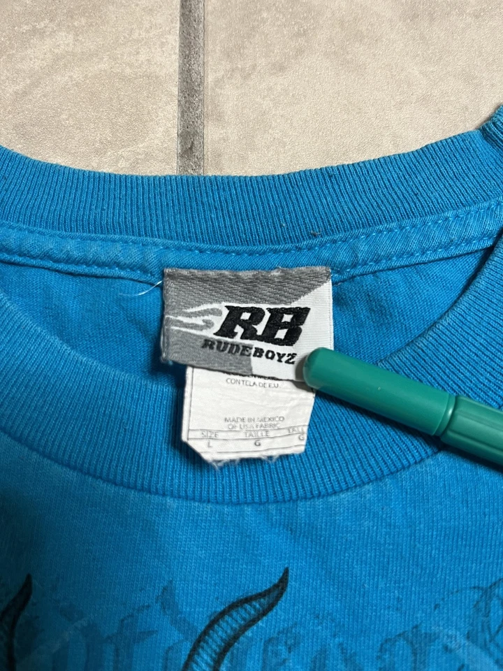 Camisa Rude Boyz Niños Grande Azul Dragón Gráfico Camiseta Estilo Asiático Tatuaje Arte Foto 3 de 4