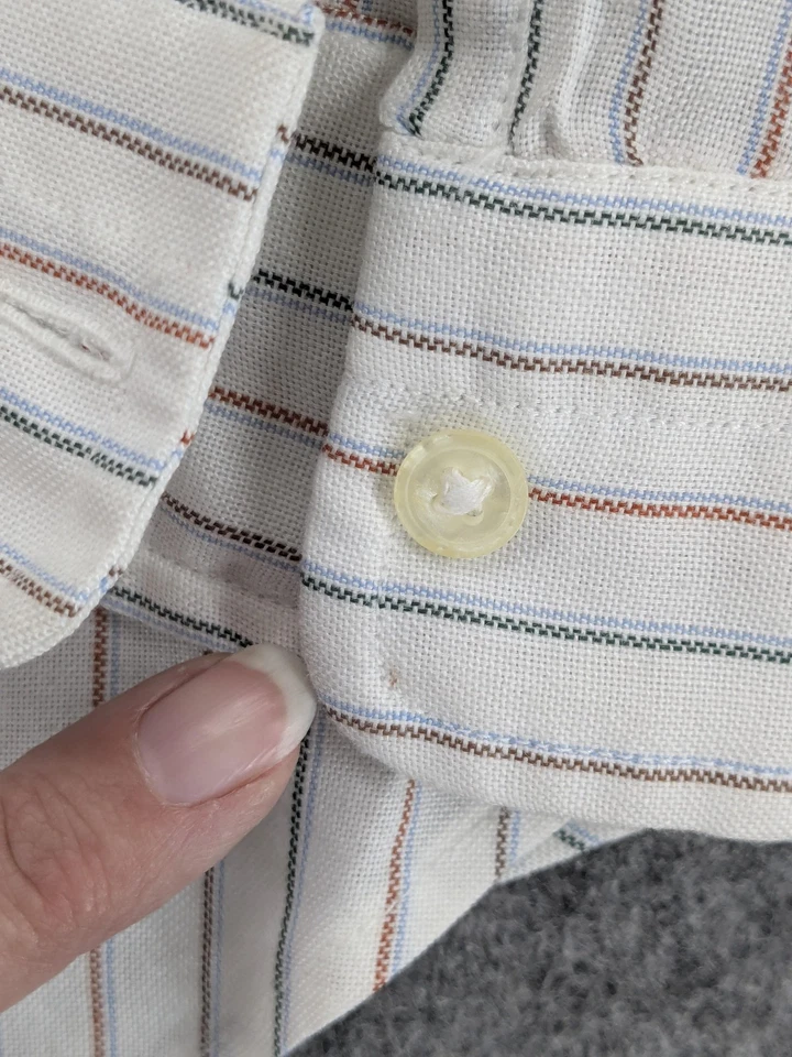 Camisa Gant Para Hombre Grande 16-35 Blanca Azul Roja Rayas Manga Larga Abotonada Clásica Foto 3 de 4