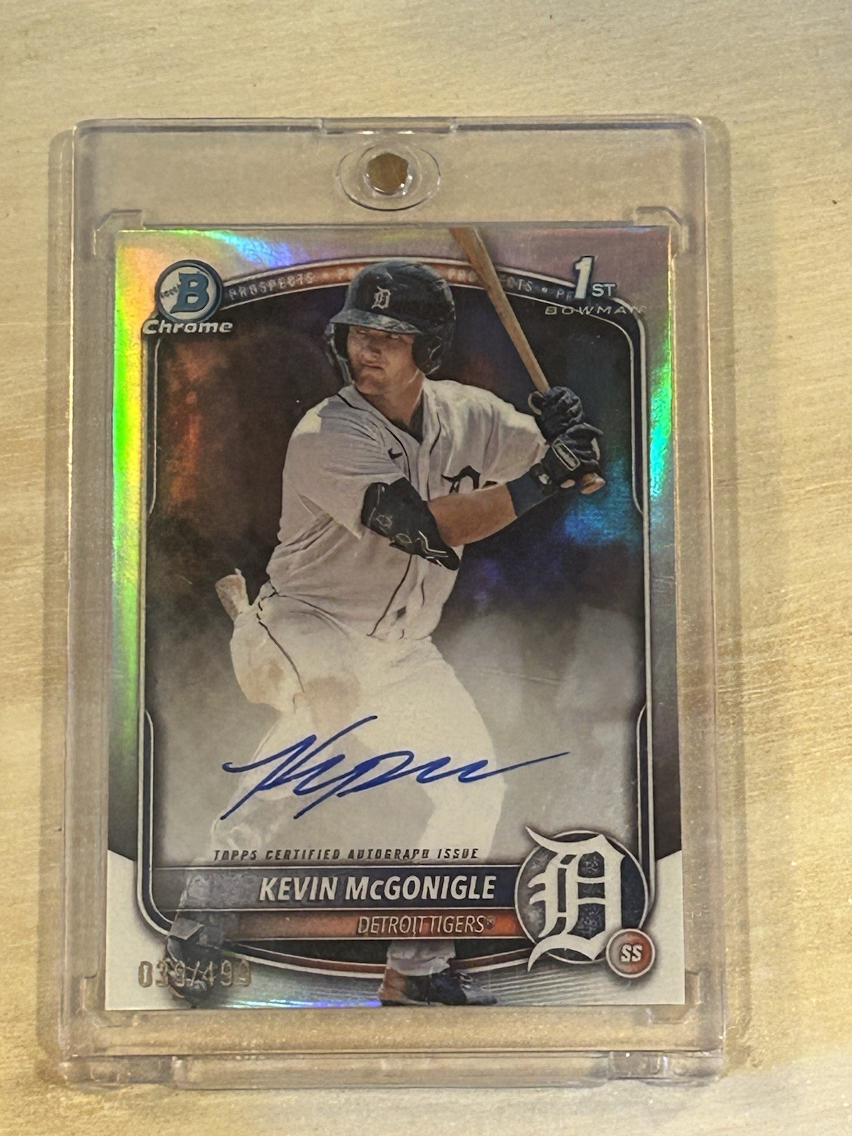 2025 Bowman Chrome Kevin McGonigle 1st Refractor Auto #CPA-KM #/499 Tigers Sh