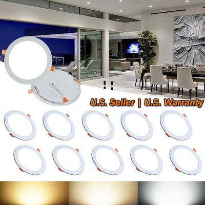 10X 18W 8-Inch Round Natural White LED Recessed Ceiling Light Canless Downlight