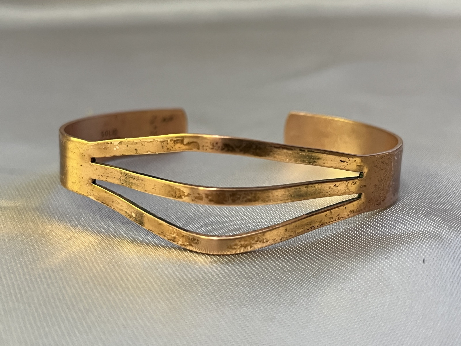Solid Copper Cut Out Wave Cuff Bracelet - image 2
