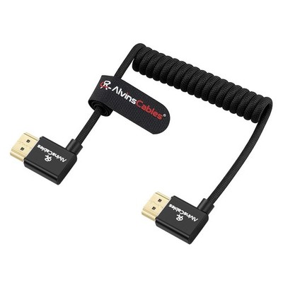 8K 2.1 Full HDMI Right Angle High Speed Braided Coiled Cable for Atomos Ninja V