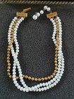 Vintage Choker Necklace -Triple Strand Beaded Choker Necklace — photo 2