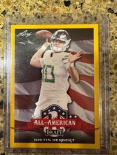 2020 Leaf #63 Justin Herbert Draft All-American Gold RC Rookie Card. rookie card picture