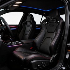 2x Universal Reclinable Bucket Seats Cars Pvc Adjustable Racing Seats Black
