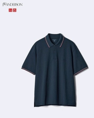 トップス JW ANDERSON SHORT-SLEEVED PIQUE NWT Uniqlo Unisex JW Anderson Red White Tipped Navy Blue Dry Pique