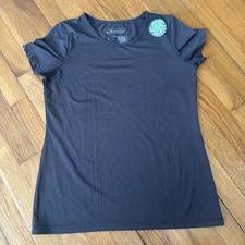 Rip Curl Rash Guard Girls Grey Short Sleeve UPF 50 Stretch Surf Swim Top Large