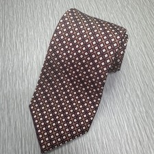 Christian Dior Cravates Burgundy Silk Tie Geometric Pattern Made in USA Mens