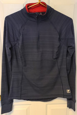 FILA Sport Ladies Medium Pullover Dark Blue With Thumb Holes 1/4 Zip