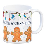 Kaffeebecher Mit LebkuchenmäNner Motiv Und Spruch: Frohe Weihnachten Tasse