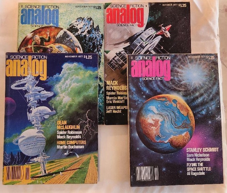 analog science fiction magazine, Sept, Oct, Nov, Dec 1977, two complete serials