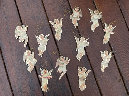Merrimack Die Cut Ornaments, Lot Of 12 Angels Vintage 1979 Hanging Christmas 3”