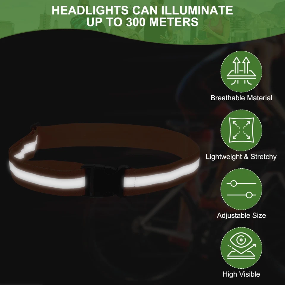 Cinturón reflectante, cinturón ajustable de seguridad de alta visibilidad para correr, naranja fluorescente Foto 4 de 4