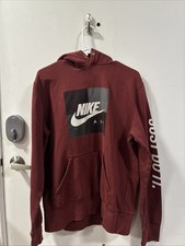 Nike Air Just Do It Hoodie Pullover Fleece Burgundy Red Men  s Large Big Logo