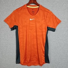 Nike Court Advantage Dri FIT Orange Tennis Shirt Mens Size Small DX5537-893 New