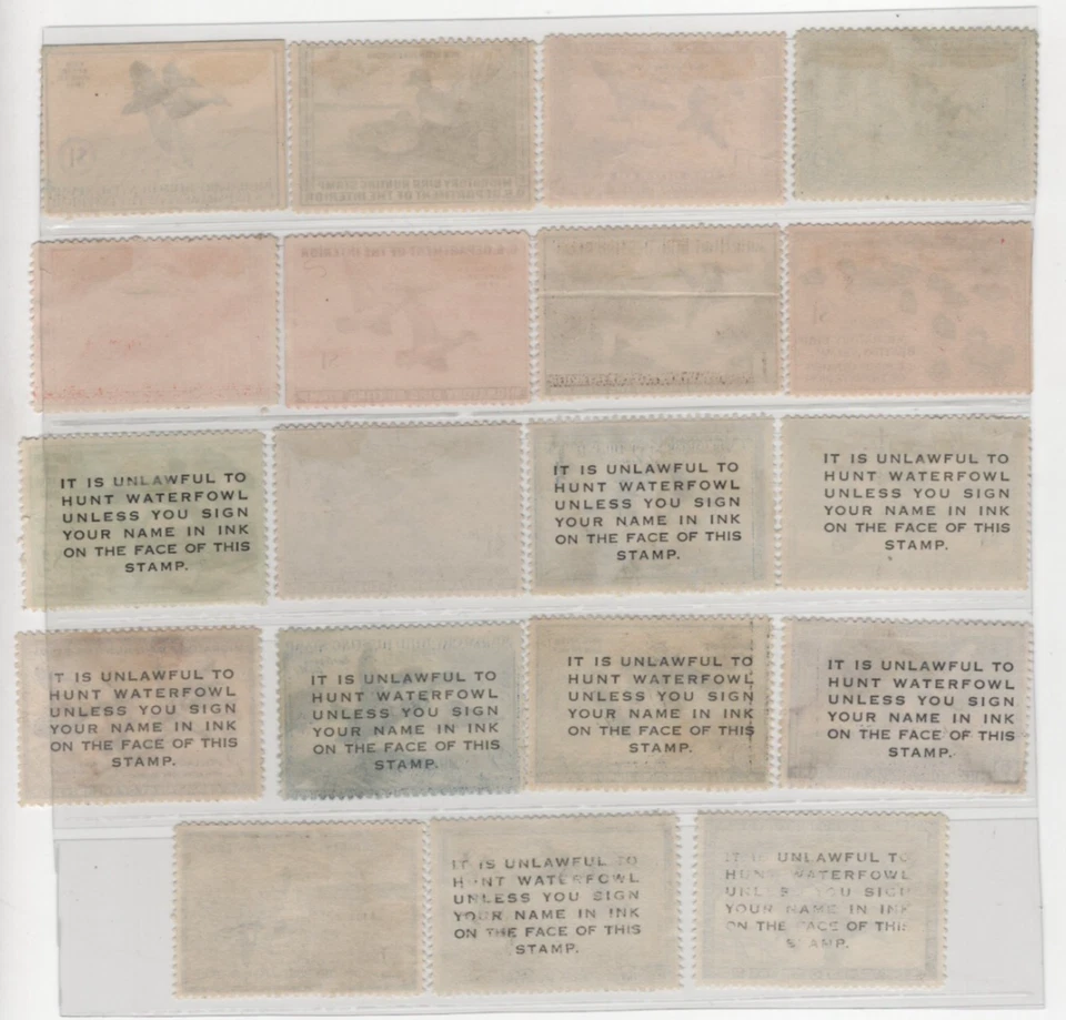 US 1935-1957 COLLECTION OF 19 FEDERAL DUCK HUNTING STAMPS ALL MINT UNSIGNED NG - Image 2 of 2