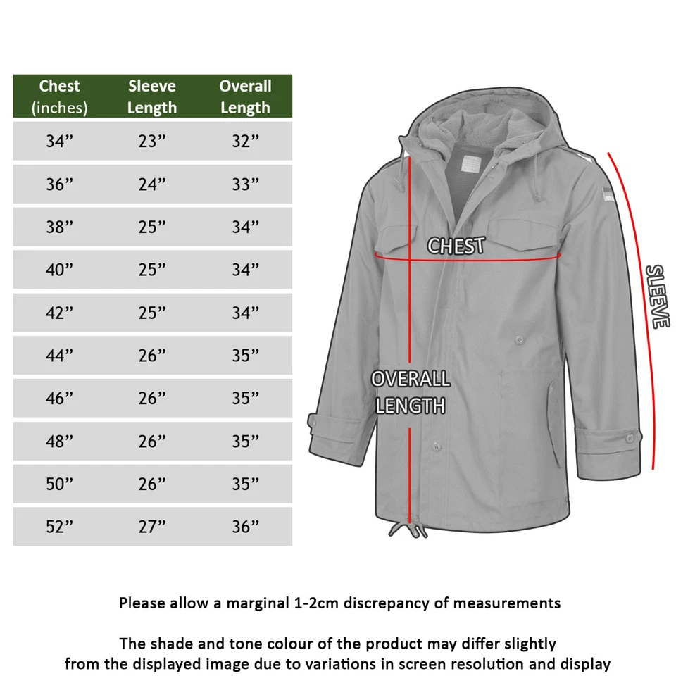 German Parka Army Military Style NATO Hooded Jacket Warm Lined Field Coat Olive - Image 2 of 4