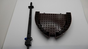 LEGO Dark Brown Boat Hull Brick and Black Mast Pirate Ship