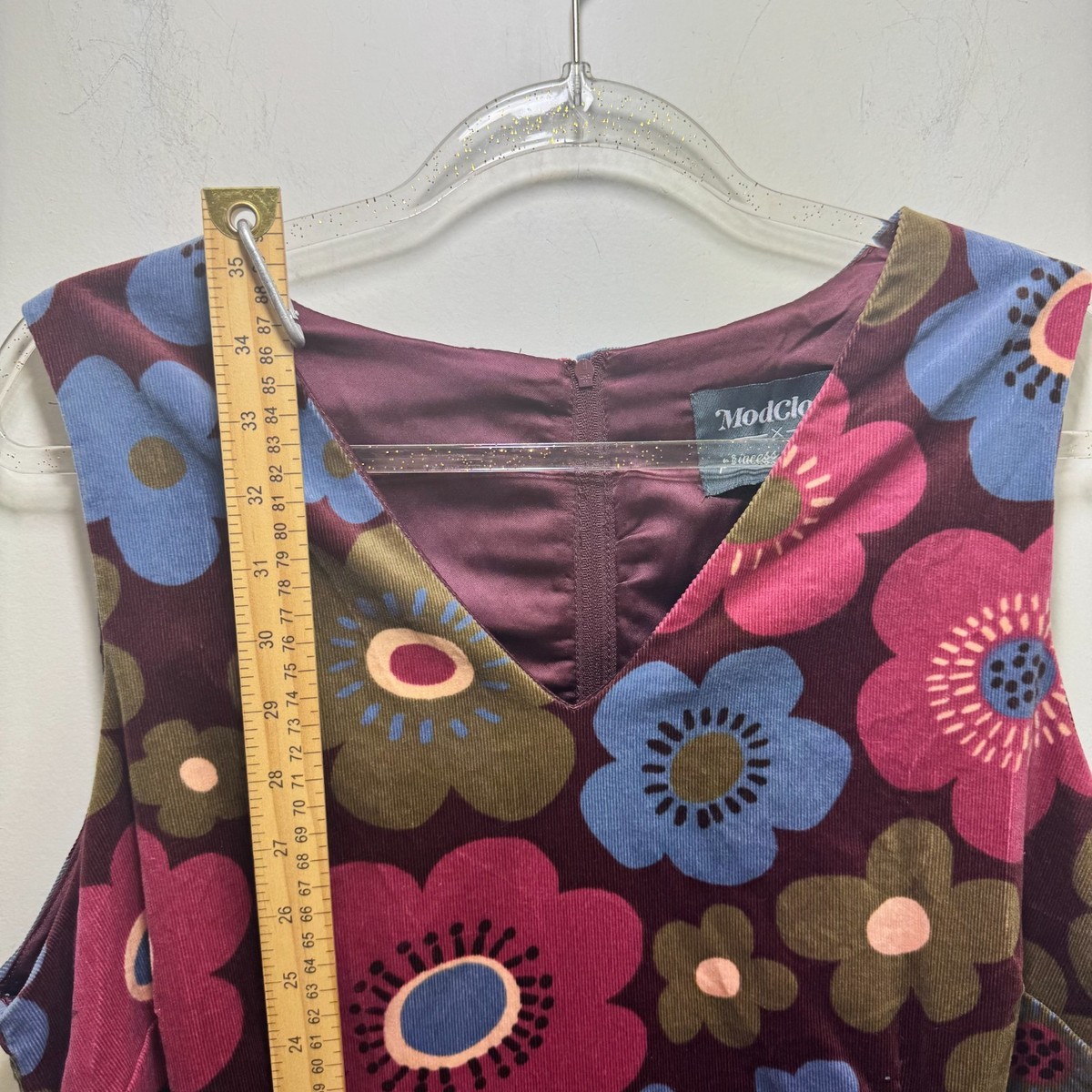 Modcloth x Princess Highway Daisy Corduroy Groovy Mod Bloomcore Retro Dress  14 | eBay