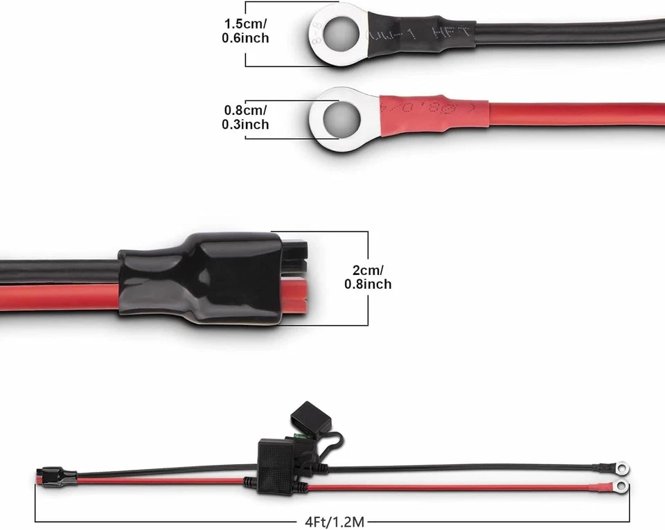 Dual Positive/Negative ATC Style Fuse Holder 10AWG Wire with Ring Terminals 4 Ft - Image 2 of 4