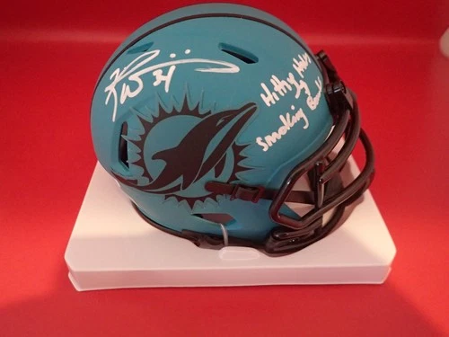 Ricky Williams Signed Dolphins Rave Mini Helmet Hitting Hole Smoking WB953383