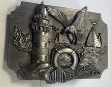 Vintage Siskiyou Belt Buckle Ocean Lighthouse 1989 G-85/s USA Made Williams, OR