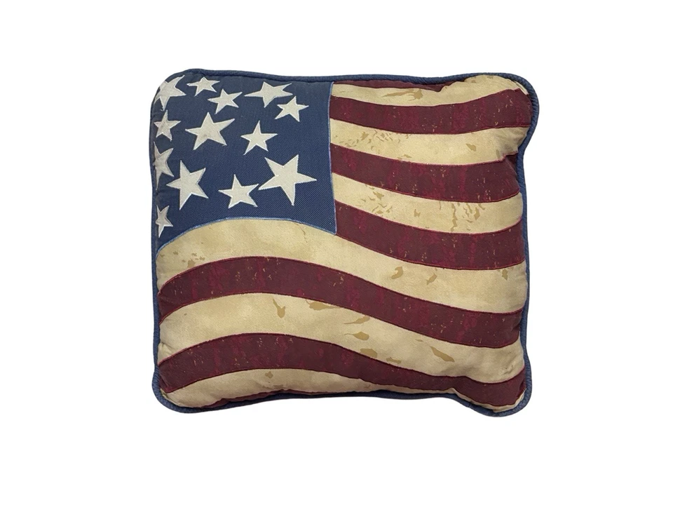 Диванная подушка с американским флагом для дивана квадратная подушка 18 X 18 дюймов американский флаг б/у в отличном состоянии - Изображение 3 из 4