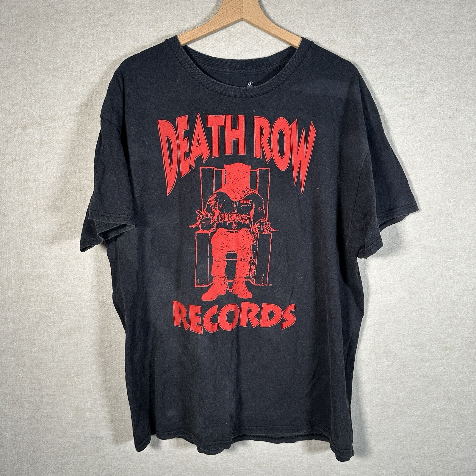 FILA T shirt uomo Death Row Records taglia XL nera manica corta rap hip hop sbiadita