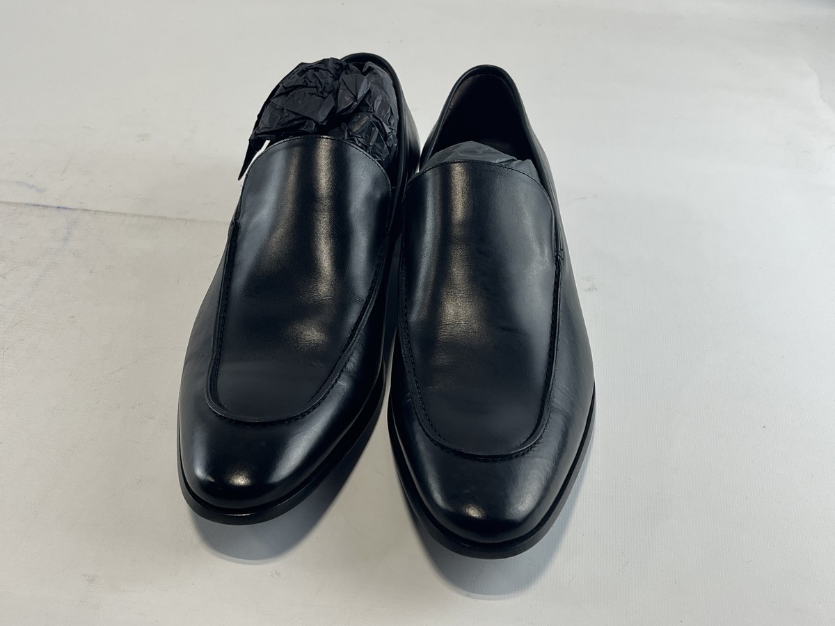 Bacco Bucci Black Leather Square-toe Loafers, Made in Italy, size 10 1/2 Bacco Bucci Black Leather Square-toe Loafers, | Mercari main image 3