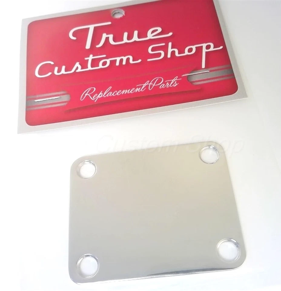 True Custom Shop® Chrome Neck Plate for Fender Strat Tele and Bass Guitars - Image 3 of 3