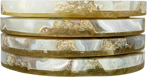 Round Agate Coasters, Multicolor, Set of 4, Tables, Countertops, Desks, 4" Dia. - Imagen 9 de 12