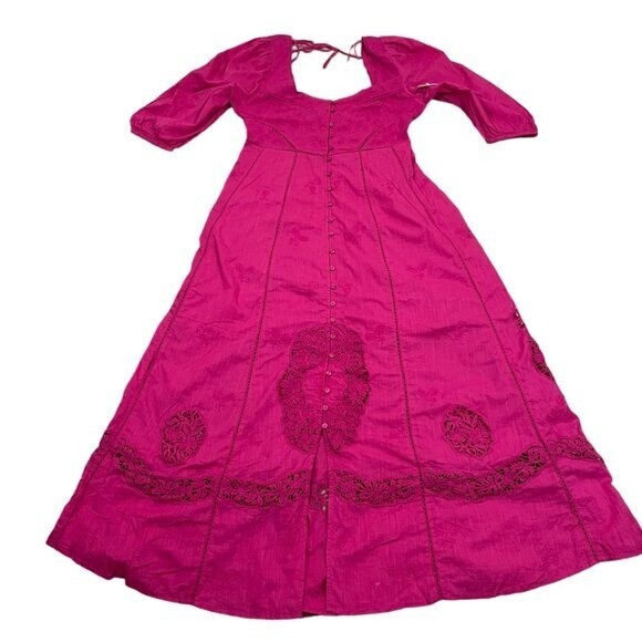 Free People NEW Boho Lisa Lace Eyelet Midi Dress Size L Fuchsia $298 | eBay Free People NEW Boho Lisa Lace Eyelet Midi Dress Size L Fuchsia $298 | eBay