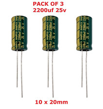 Image of 2200uF 25V Capacitor Sanyo Electrolytic 105 C 10mm x 20mm Pack of 3 TV Repair