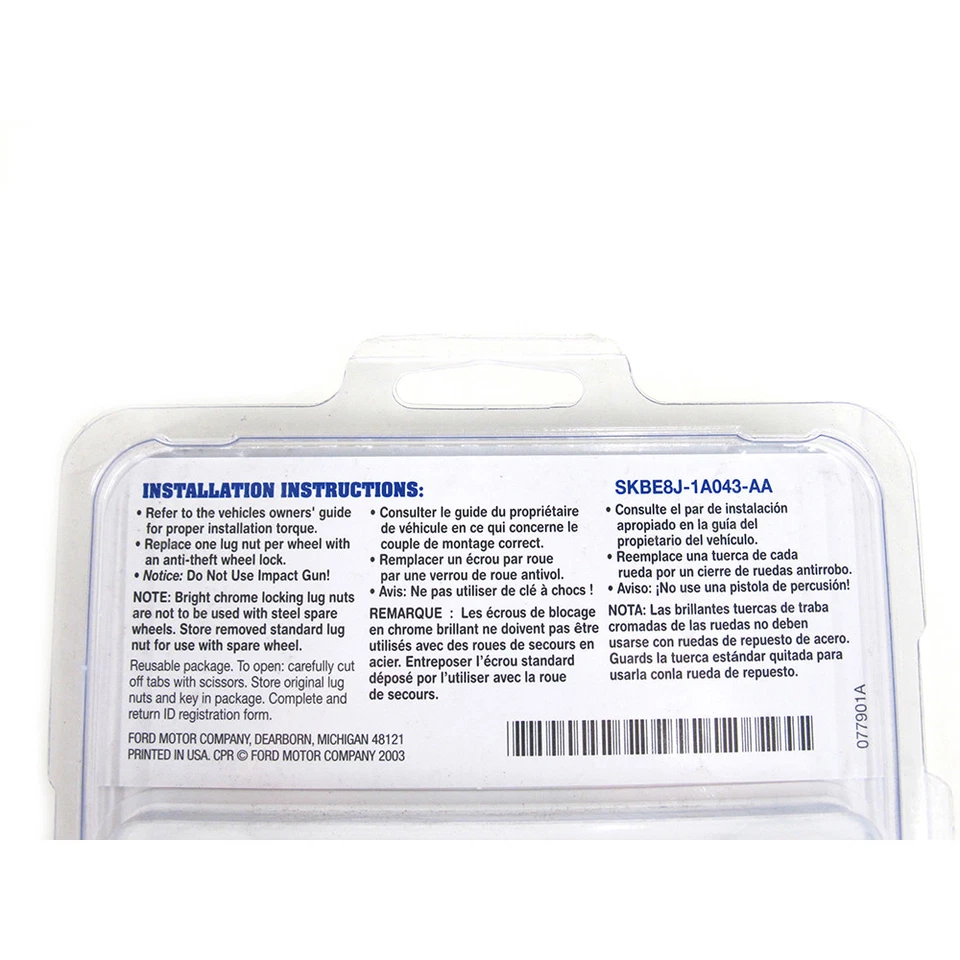 OEM NEW Wheel Lug Nut Locks & Key Set (4) F-150 Expedition Mustang EK4Z-1A043-A - Image 3 of 3