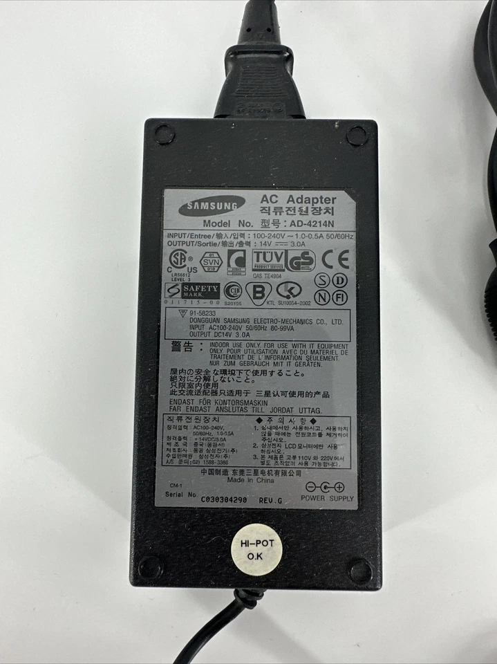 Adaptador CA Samsung original do fabricante 14V 3.0A modelo AD-4214N para Samsung Dell IBM - Imagem 3 de 4