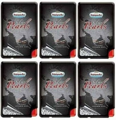 Rajnigandha Silver Pearls Safran Flavored Mouth Freshener Cardamom Seed Pack 6