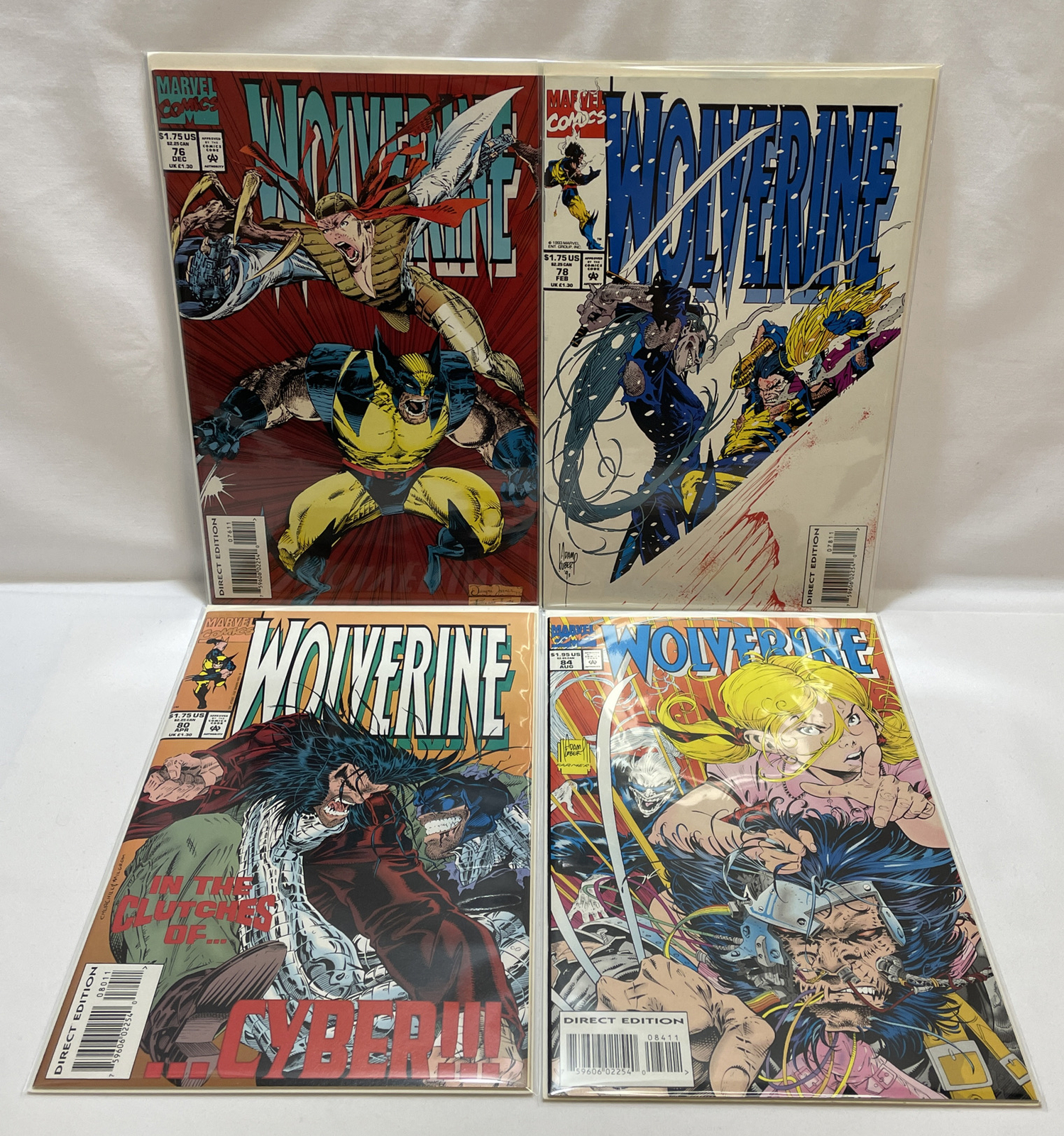 Wolverine #76 #78 Year 1993 & #80 # 84 Marvel Comics 1994 Lot Of 4