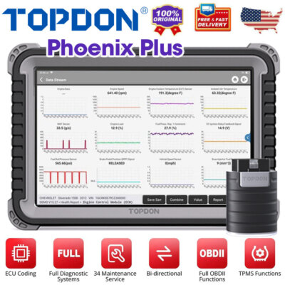 TOPDON PHEONIX PLUS Elite PRO Car Diagnostic Scanner Bidirectional ECU Coding
