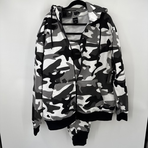 Set aus grauem Camouflage Hoodie und Hose, Größe 3XL — Outfit im Militärstil - Bild 1 von 16