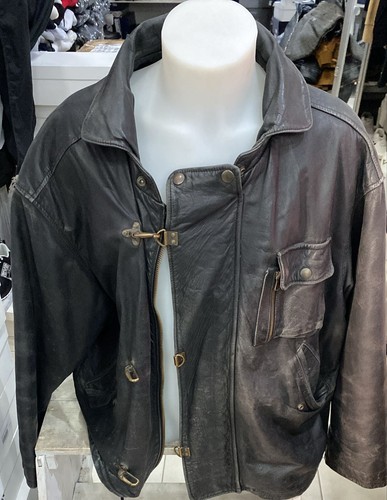 Pittiline ( Mod. 3 Farbe Feuerwehrmann) Lederjacke Man Gr. 50 Schwarz LLE153 - Bild 1 von 8