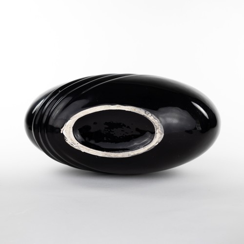 Vintage Art Deco Vase - schwarz, anthrazitgrau, um 1980, Boho - Bild 4 von 4
