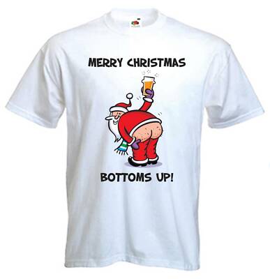 MERRY CHRISTMAS BOTTOMS UP T-SHIRT - Geschenk Geschenk lustig Weihnachtsmann Vater