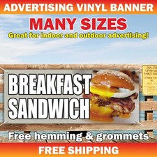 BREAKFAST SANDWICH Advertising Banner Vinyl Mesh Sign Restaurant Dinner Lunch