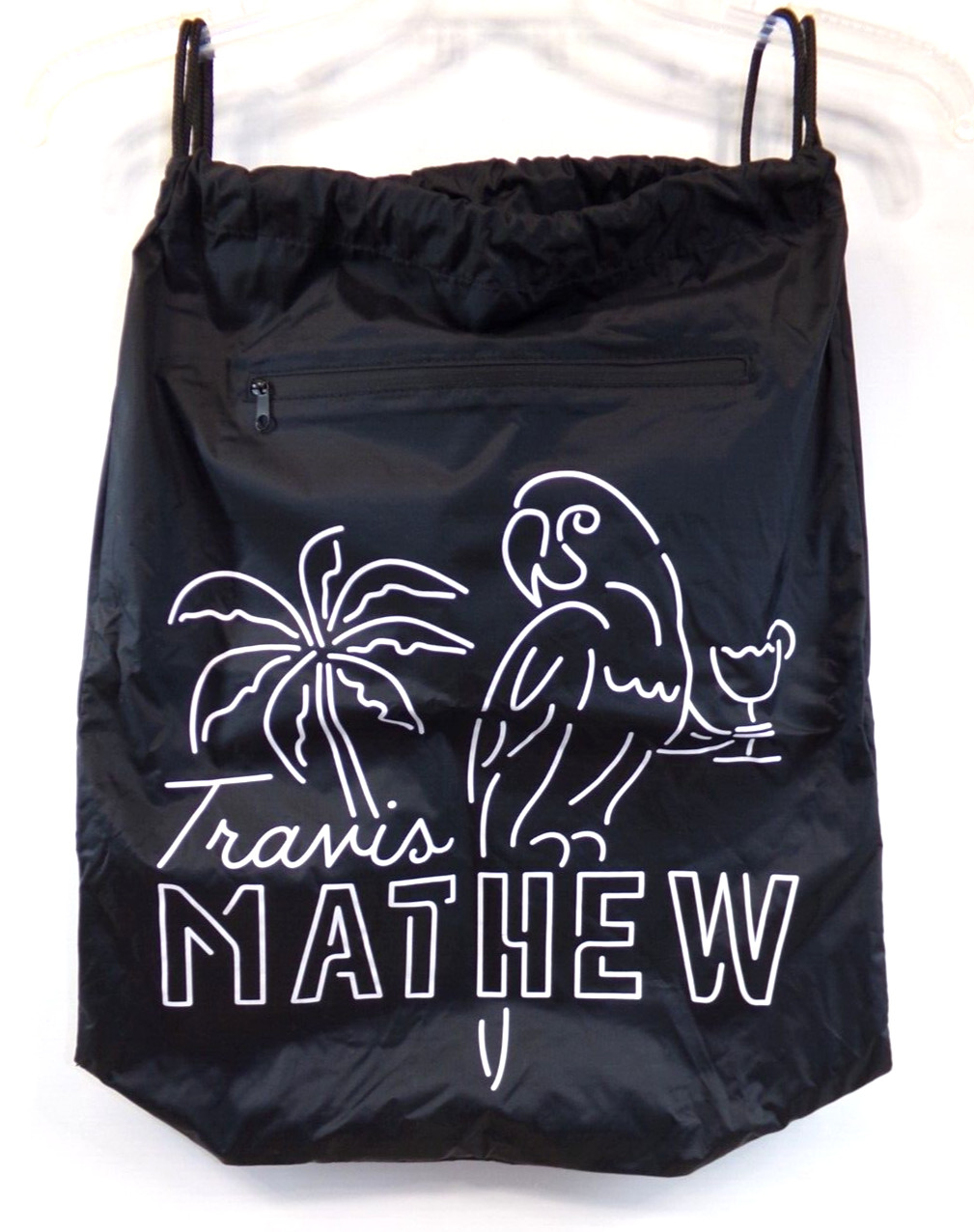 Travis Mathew Golf Nylon Drawstring Backpack Blac… - image 1