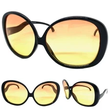 OVERSIZED EXAGGERATED VINTAGE RETRO Style SUN GLASSES Huge Jumbo XL Black Frame