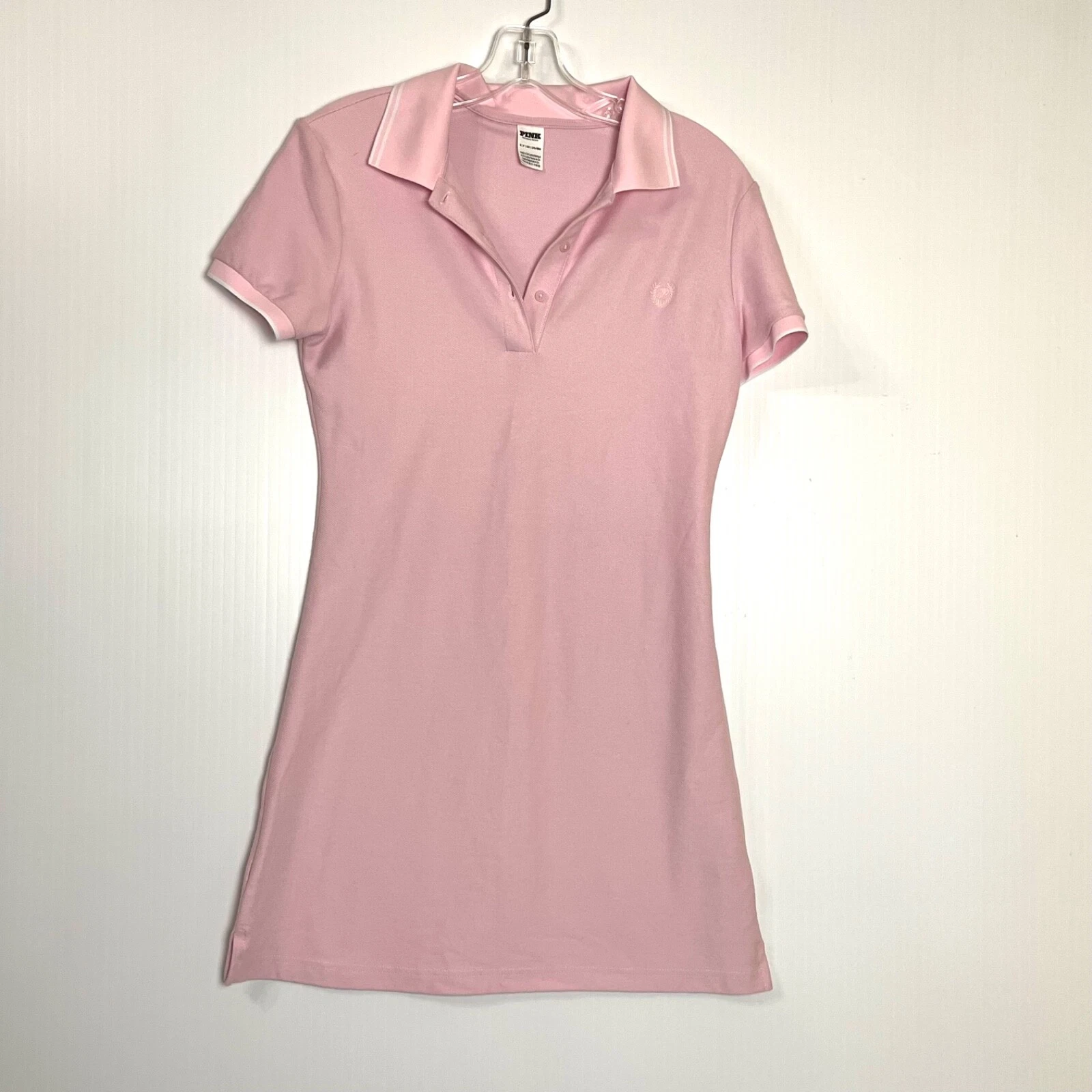 UNDERCOVER VICTORIA’S SECRET Rosa Fitted Polo Mini Abito Stile Sm Y2K Tennis Preppy Sportivo