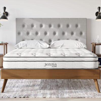 Modway Jenna 8?Innerspring and Memory Foam King Mattress, White