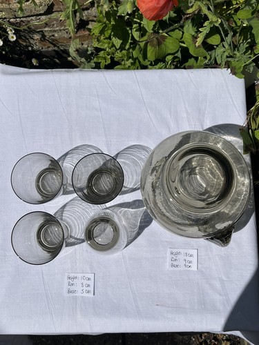 Vintage Whitefriars Smoked Glass WaterJug & Four Tumblers - Picture 4 of 23